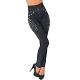 Ganz Jahres Leggings Candygirls Hose High Waist Stretch Knopfleiste Knöpfe Treggings Leggings Röhre Niete 708-1 (as3, Alpha, l, x_l, Regular, Regular, Braun, L/XL)