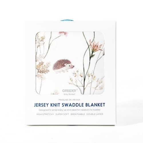 Image of GRSSDER Baby Blankets Super Soft Jersey Knit Swaddle Blanket for Baby Girls and Boys, Double Layer Receiving Blankets 34 x 44 Inches, Extra Large for Baby Swaddling, Dream Print
