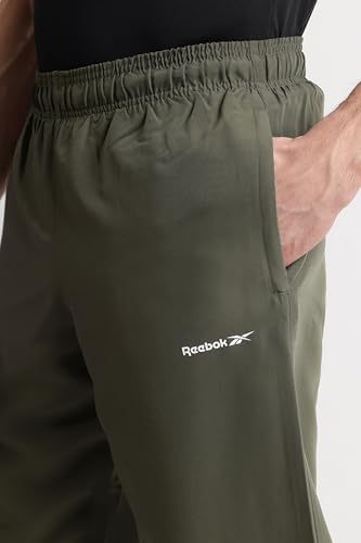 Image of Reebok Men's Woven Mesh Track Pants - Breathable Mesh Panels Gym Trackpants for Men | Training Running Payjama for Men | Athletic Pants - Elastic Drawcord Waistband