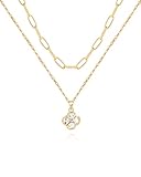 ACECHA Collares de trébol para mujer, collar con colgante de trébol de cuatro hojas de circonita cúbica colorida, gargantilla de cadena chapada en oro, joyería de la suerte para madre, esposa, hija