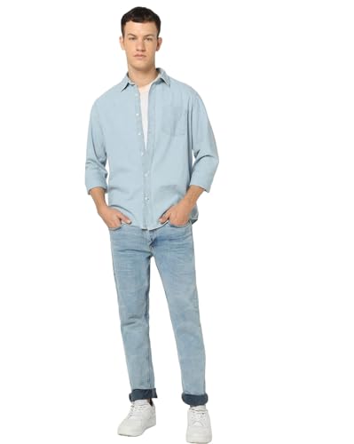 Image of Gap Men Slim Fit Full Sleevesd Collared Chambray Shirt