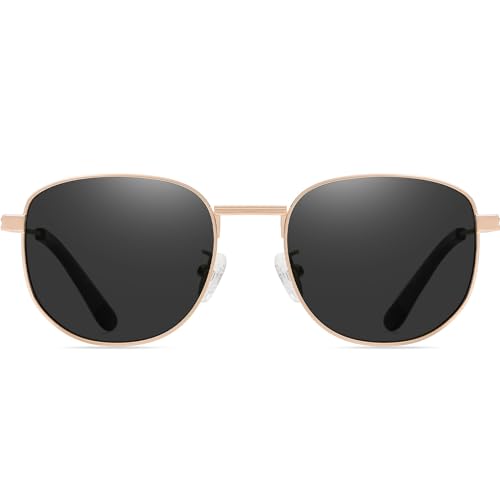 DUCO Square Polarized Sunglasses for Men Women Classic Vintage Sun Glasses Metal Frame Retro Shade 100% UV Protection 3042