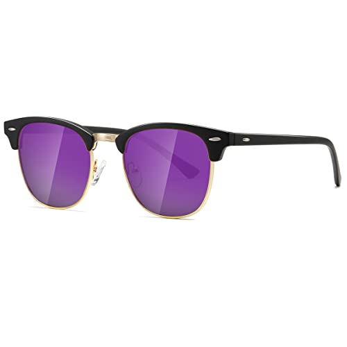 Image of AEVOGUE Polarized Semi Rimless Sunglasses for Men Women, Retro UV400 Sun Glasses for Driving Outdoor
