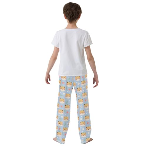 Corgi Dog Daisy Floral Boys Long Pants Soft Trousers Elastic Waist Kids Lounge Bottoms with Pockets S-XL3