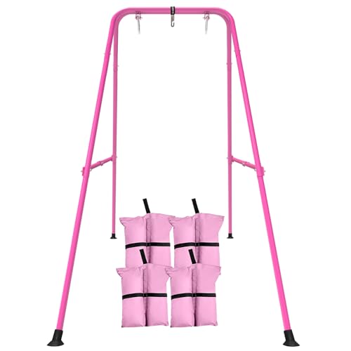 Soporte de columpio para niños, marco de columpio de bebé, juego de columpios de metal con marco en A para patio trasero, uso en interiores y exteriores, se adapta a la mayoría de los columpios para