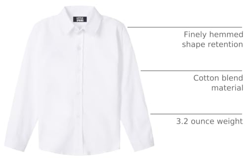 Image of LittleSpring Boys Button Down Long Sleeve Uniform Dress Shirts with Tie