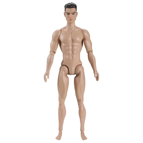 Image of Lawnrden 1/6 Scale Action Figure|1/6 Scale Action Figure Multi Jointed Posable Male Muscular Body with Head for Display Doll Collection, Beige