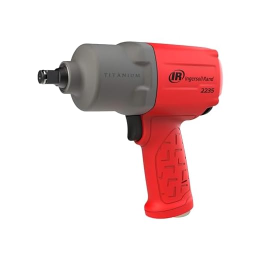 Ingersoll Rand 2235TiMAX-R 1/2" Drive Air Impact Wrench, Lightweight 4.6 lb Design, Powerful Torque Output up to 1,350 ft-lbs, Titanium Hammer Case, Max Control, Red