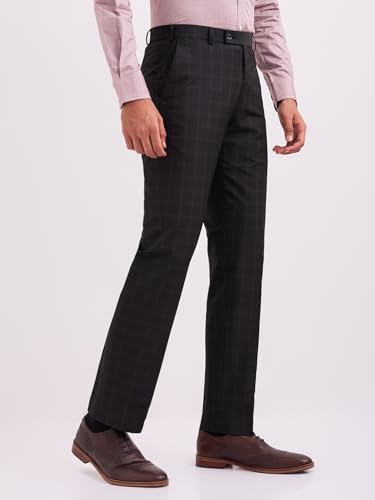 Image of Park Avenue Smart Fit Polyester Blend Checks Pattern Flat Front Formal Trouser