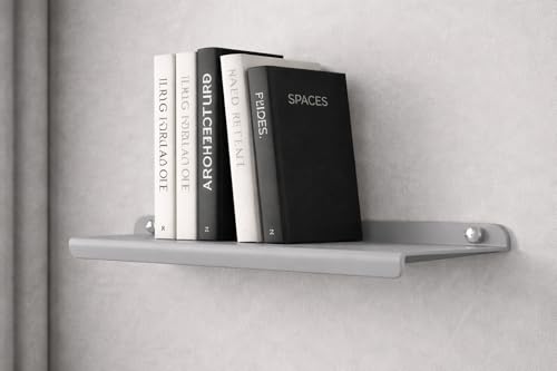 Image of 9 Inch Set 2 Grey Wall Shelf - Metal Floating Shelf for Wall, Wall Mounted Shelves, Modern Wall Shelf for Bedroom & Living Room Storage, Minimalist Wall Mount Shelf (22.86 CM Long X 12 CM deep)