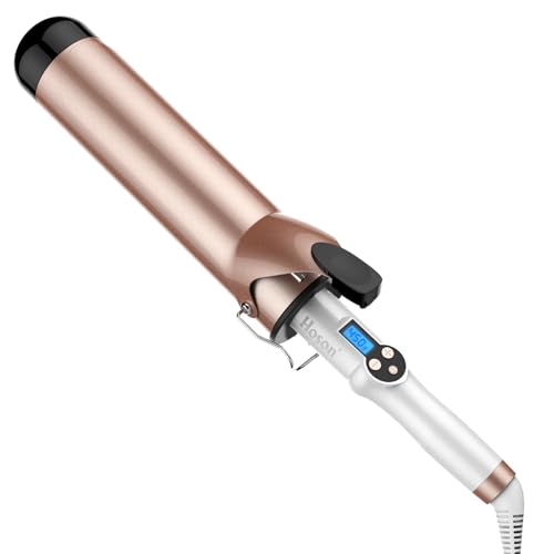 Hoson 50mm Curling Tongs Large Barrel for Long Hair Big Barrel Curling Wand Iron Dual Voltage Ceramic Tourmaline Coating with LCD Display Glove Include