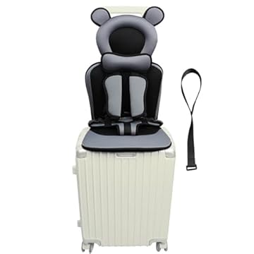 saicheek Assento de Viagem Infantil com Corda Antiderrapante de Segurança, Mala de Viagem para Crianças, Cinza