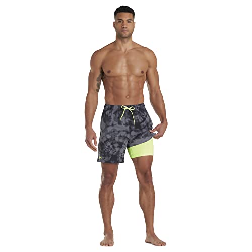Under Armour Mens Compression Lined Volley, Trunks, Shorts With Drawstring Closure & Elastic Waistband Swim Trunks, Black Tie Dye, Large Us #TOP6