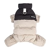 AttRex かわいい ペット服 ジャケット ダウン 冬 犬服 防寒 あたたかい ドッグウェア ロンパース つなぎ 小型犬 中型犬 冬服 洋服 お散歩お出かけ (L,ベージュ)