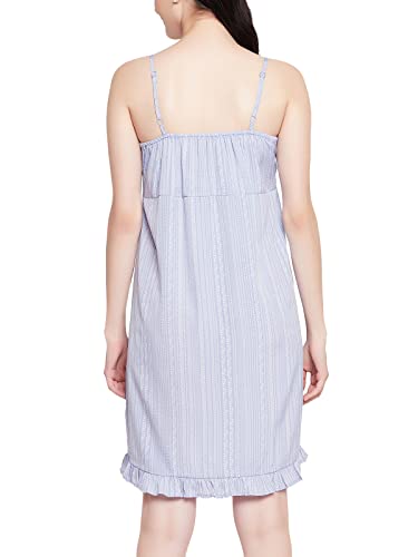 Image of Clovia Women's Crepe Striped Resort Wear Slip Dress with Ruffles