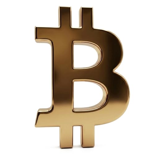 Image of 3D Bitcoin Logo Car Emblem Badge - Bitcoin Car Decal - ABS Plastic Weather Resistant Paint-Safe Easy Application 1.75in x 2.5in (Metallic Gold)