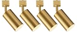 VANoopee GU10 Track Lighting Heads H Type Gold LED Track Light Heads Compatible with Halo Style System, MR16 GU10 Base Adapter Ceiling Spot Light Fixture Direction Adjustable, Pack of 4, No Bulbs
