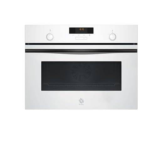 Balay - Horno compacto, 45 cm, Aire Caliente 3D, Aqualisis, Raíles Flex, Cristal blanco, 3CB5159B3