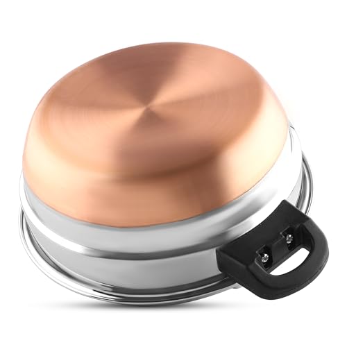 Multi Kadai de acero inoxidable con silbato, vaporera y base de cobre para idli 7