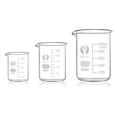 Becherglas 500ml 250ml 100ml Messbecher Borosilikatglas Glasbecher für Labor