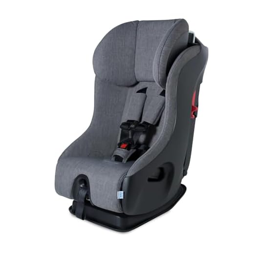 Clek Fllo Convertible Car Seat - Compact Design for 3-Across Seating, Extended Rear-Facing with Anti-Rebound Bar (Thunder)