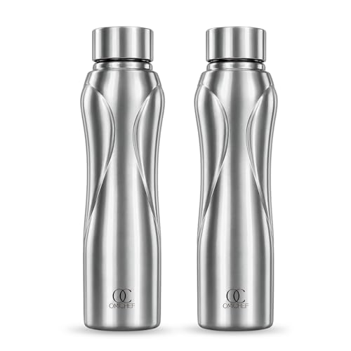 Image of Omichef blaze Stainless Steel Fridge Water Bottle | Best For Home /Office /School /Gym | BPA Free | Leak Proof | Capacity 1000 ML (Pack of 2)