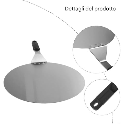 Peel di pizza, paddle per pizza in acciaio inossidabile da 17 pollici con manico comodo per facile scorrimento e porzione, raschietto per impasto rotondo e server di torta per cottura, cottur