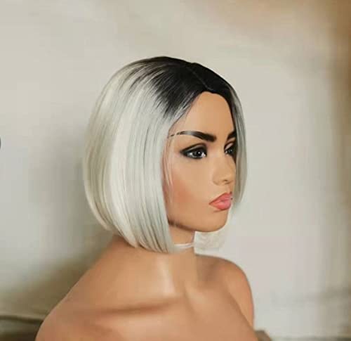 XULAIP Parrucche da donna, bianche e nere sfumate