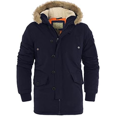 SS7 Boys Faux Fur Padded Lined Winter Parka Coat Navy Cover
