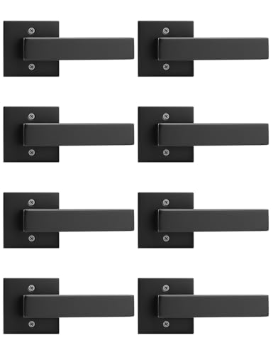 Image of Tinewa 8 Pack Dummy Door Handles for Left Hand and Right Hand, Square Black Door Konbs for Closets, Non-Turning Single Side Pull