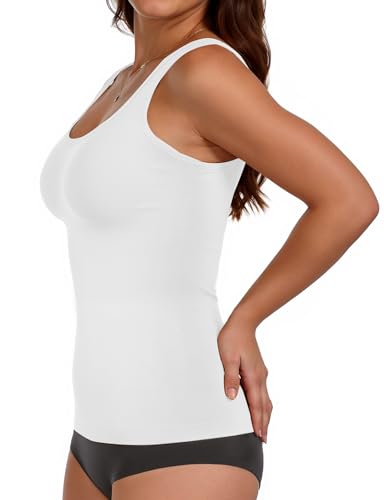 AURUZA 2PCS Women's Shapewear Tummy Control U Neck Camisole Tops for Women Seamless Compression Tank Top Regular Plus Size3