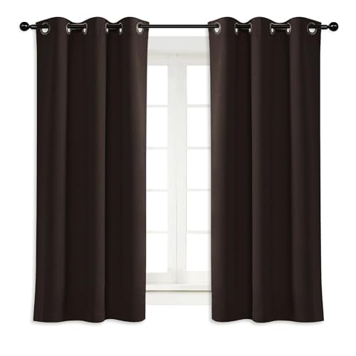 NICETOWN Blackout Curtain Blind for Bedroom, Single Panel, W42 x L45 inches, Toffee Brown, Thermal Insulated Grommet Blackout Room Darkening Drape/Drapery
