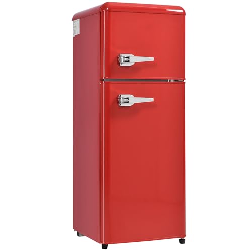 Combo retro de dos puertas para frigorífico y congelador, eficiencia energética, ideal para cocinas pequeñas o apartamentos