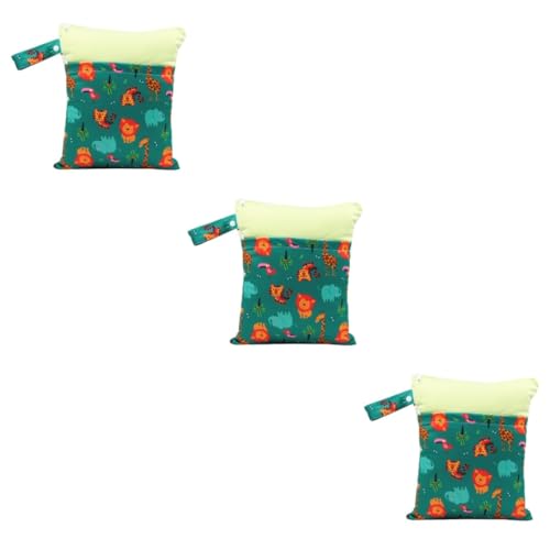 3pezzi Sacchetto Per Pannolini Con Doppia Tasca e Chiusura Lampo Riutilizzabile e Lavabile Per Viaggi e Cambio Pattern