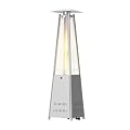 Vilobos Outdoor Patio Heater, Pyramid Standing Gas LP Propane Heater with Wheels 87 Inches Tall 42000 BTU for Commercial & Residential Courtyard (Silver)