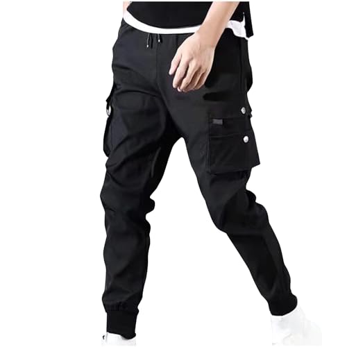 Men's Cargo Pants Casual Joggers Elastic Waist Drawstring Tapered Pants for Men Trousers Relaxed Fit with Pockets