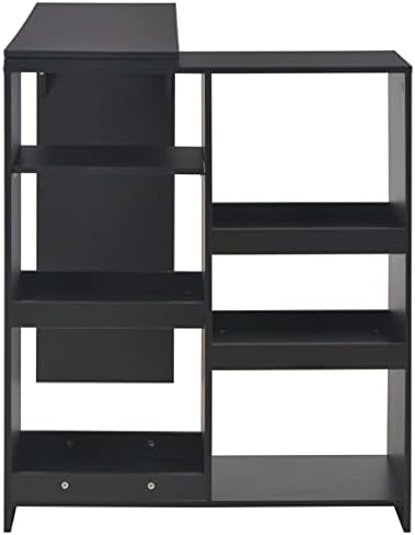 5. Bild von vidaXL Bartisch mit Beweglichem Regal Bartresen Stehtisch Tisch Bistrotisch Tresentisch Küchentheke Frühstückstisch Küchentisch Schwarz 138x39x110cm