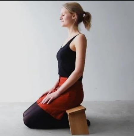 Peelorange Wooden Meditation Yoga Bench - Stable Handcrafted Kneeling Stool for Zen, Seiza & Prayer Postures | Relaxing Pose Meditation Chair for All Ages