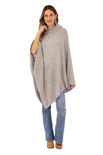 NOVICA Artisan Handmade Alpaca Blend Hooded Poncho Knit in Taupe from Peru Wool Clothing White Beige Solid ' Adventurous Style in Taupe'2