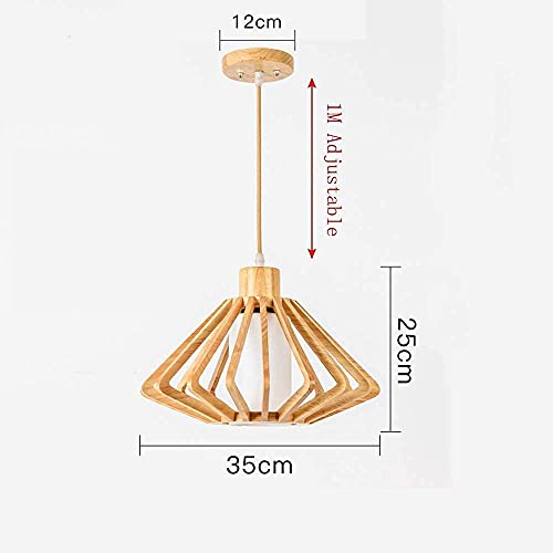 Araña de estilo japonés madera E27 colgante para techo de dormitorio 5