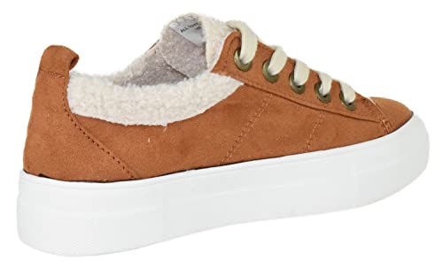 Soda Flat Women's Shoes Lace Up Loafers Casual Sneakers Synthetic Fur Hidden Flatform Endear-G3