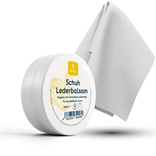 eco:fy veganes Schuh-Lederbalsam mit Microfasertuch Lederwachs Schuhwachs Lederpflege für alle Glattleder Schuhe 50ml