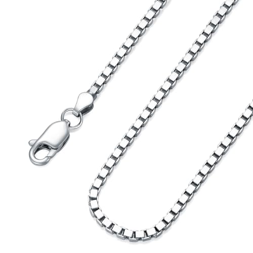 Box Chain Sterling Silver Box Chain Necklace for Men 0.8mm 1mm 1.5mm 2mm 3mm Italian Chain for Men Women