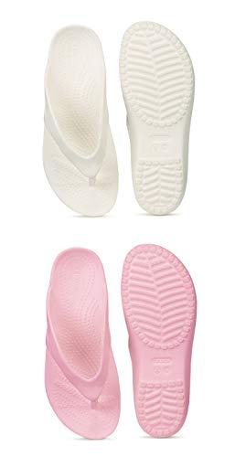 Image of BEONZA Combo Pack of 2 Pairs of Women Pink & White Flip Flops Slippers