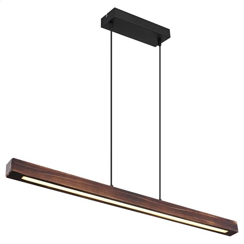 INNOVATE LED Pendelleuchte Esstisch Holz | schwarze Deckenlampe Esszimmer Lampe hängend | Hängelampe Holzbalken Lampe Wohnzimmer Hängeleuchte Holz | Hängelampe Wohnzimmer Deckenlampe hängend