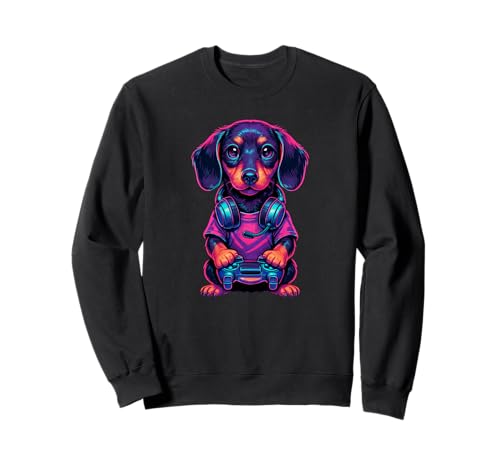 Cute Dachshund Playing Video Games ���킢���_�b�N�X�t���g���Q�[��������Q�[�}�[ �g���[�i�[