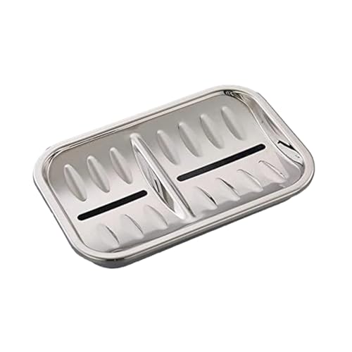 Image of Expresso Soap Dish Holder Stainless Steel Double Layer Soap Tray for Bathroom, Shower, Kitchen Sink (Rectanlge-TSB)