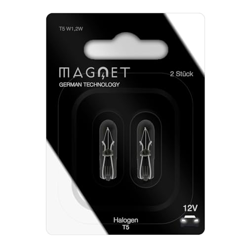 Magnet Confezione da 2 lampadine T5 alogene, 12 V, 1,2 W, W2 x 4,6 D cruscotto, auto e moto