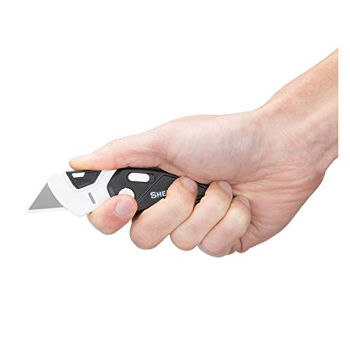 Image of Sheffield 1282 Gadget Folding Lock Back Utility Knife, Compact Box Cutter with Lock Back Release and Quick-Change Mechanism, Heavy Duty Cardboard Cutter
