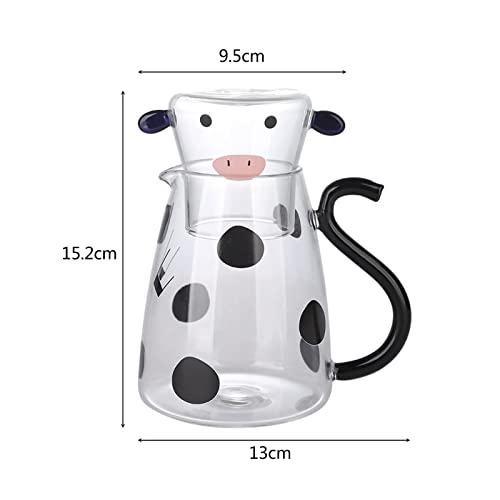 Foto von Lieblich Eisbeständig Ml Design Cartoon Trinken Saft Getränk Wärme Einzugsbecher Nachttisch Glaskaraffe Milchkrug Wasserkaraffe Kuh Muster Milchkaraffe Glas
